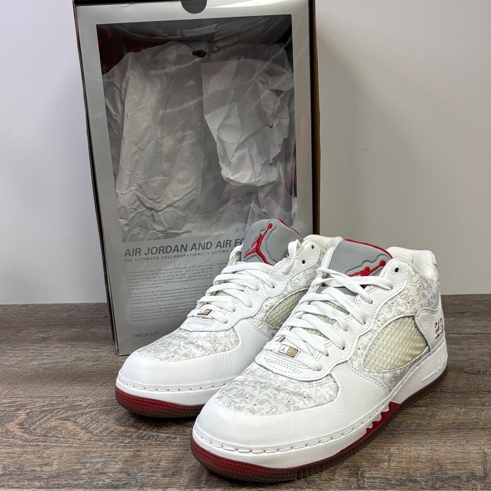 Air Jordan AJF 5 Low “White/Varsity Red” Sneakers – Size 9.5 – Rare 2008 Release